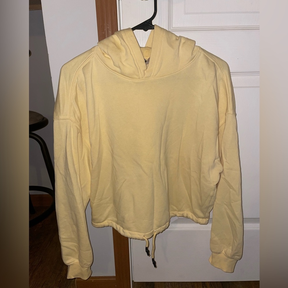 Yellow cinch crop hoodie